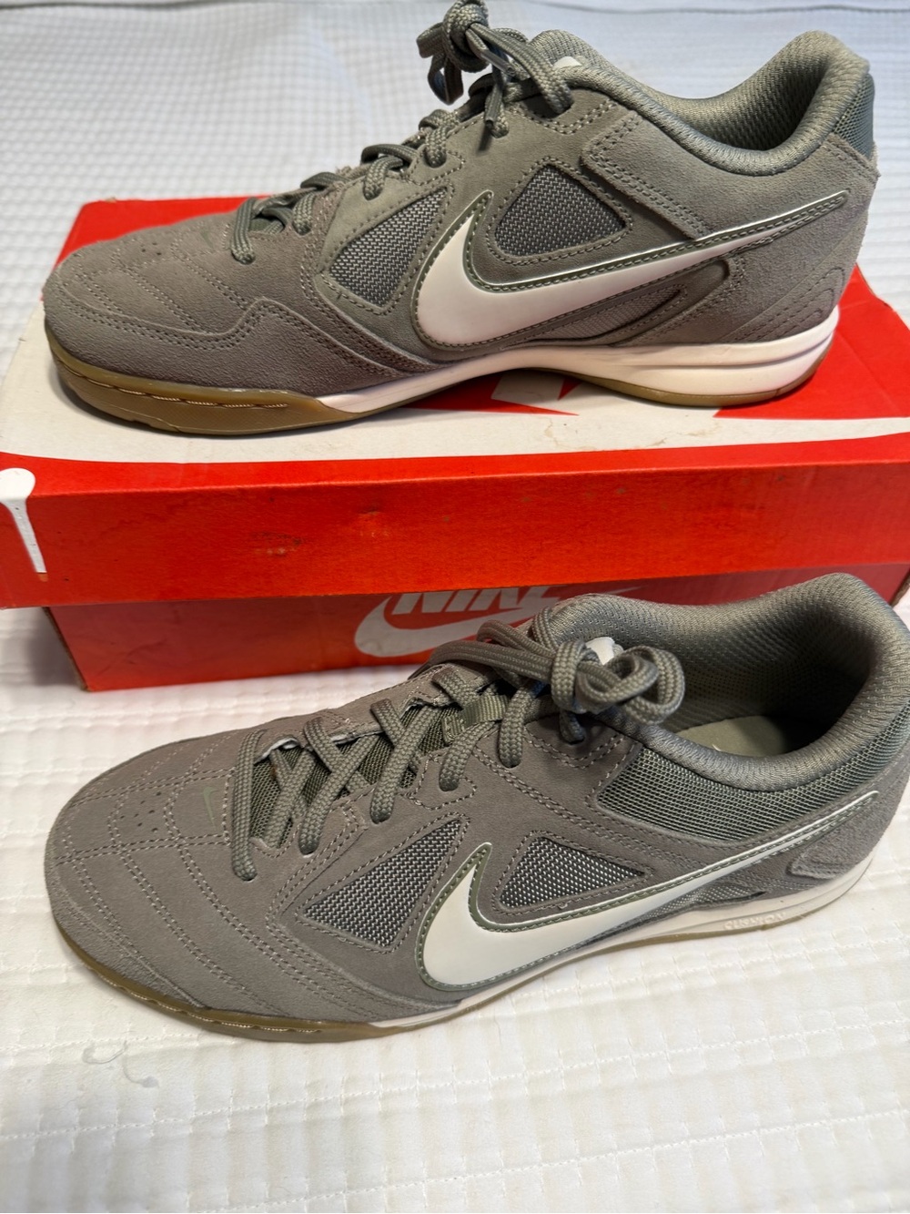Nike Men's Gray Suede & Mesh Sneakers with White Swoosh